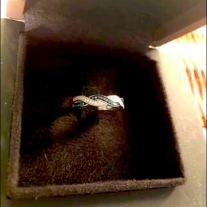 New genuine blue & white diamond wedding band